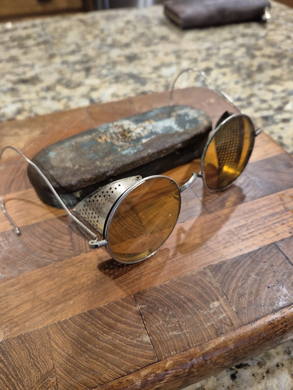 Antique 1900's Wilson Steampunk Orange Aviator Glasses